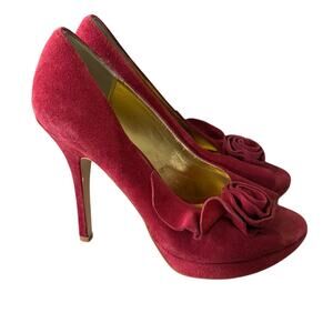 Marco Santi Red Suede Leather Heels Pumps Shoes Women’s 8.5